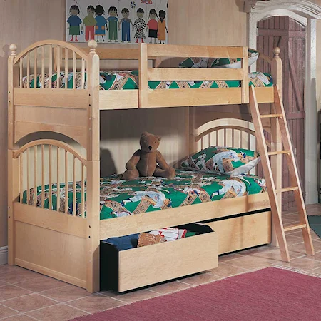 Twin Size 3/3 Spindle Bunk Bed