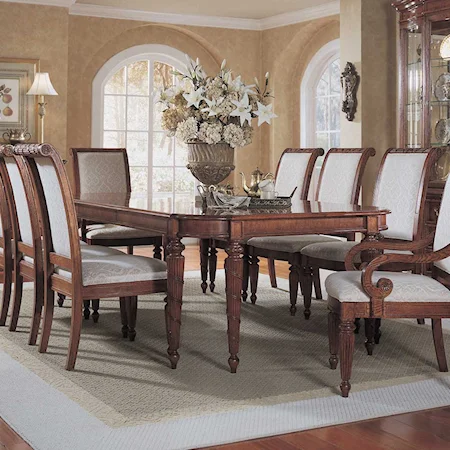 76" Rounded Rectangle Eight Leg Dining Table