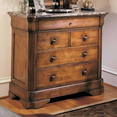 Marble Top Five Drawer Dresser