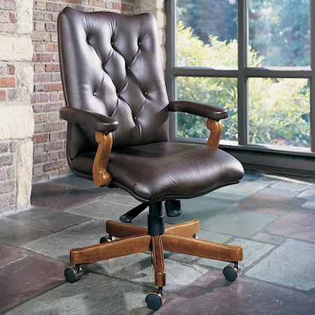 Office Arm Chair with Brown Leather