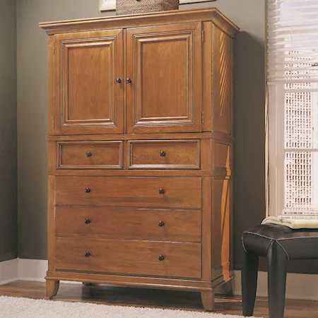 Door Chest with Two Doors and Five Drawers