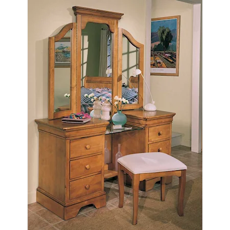 Six-Drawer Vanity with Large Mirrors