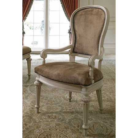 Frosted Almond Upholstered Oval Back Arm Chair