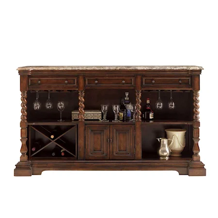 Marble Top Bar with Wine Storage