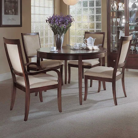 Round Leg Table with Upholstered Back Chairs