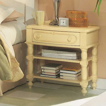 One-Drawer Night Stand with Two Shelves