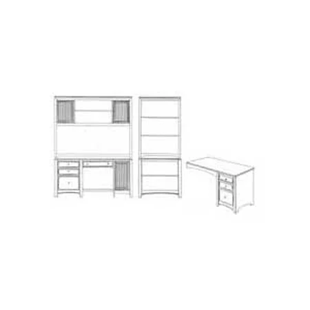 Six-Piece L-Shape Desk-and-Hutch Workstation