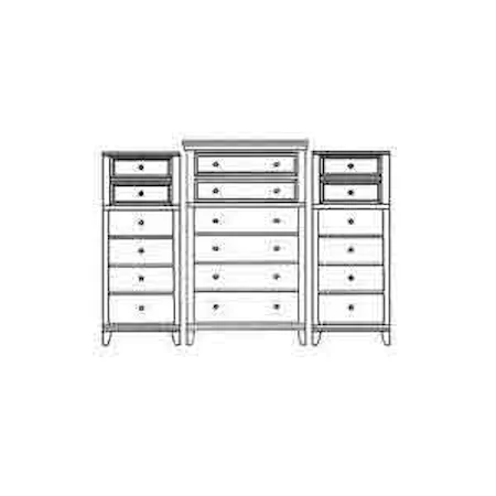 Drawer Chest with Two Vertical Storage Chests