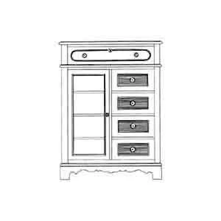 Five-Drawer Four-Shelf Door Chest