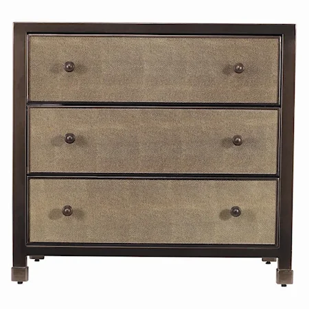 Metal 3 Drawer Chest with Shagreen Finish