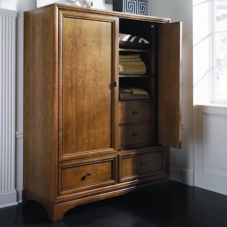 Armoire with Pocket Doors and Electrical Outlet