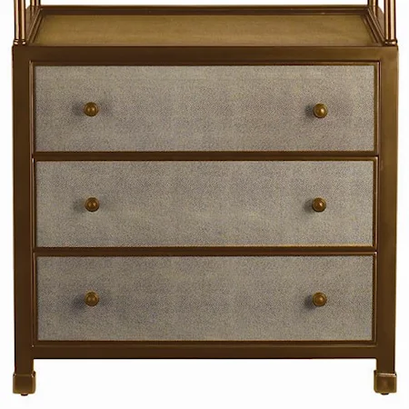 Metal 3 Drawer Chest with Shagreen Finish