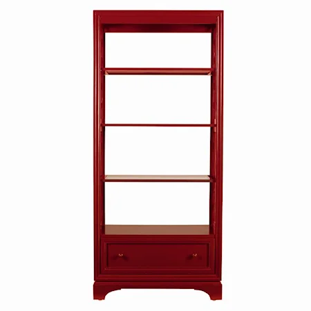 Etagere Bookcase with Wood Framed Glass Shelves