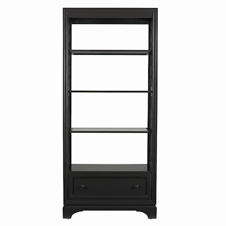 Etagere Bookcase with Wood Framed Glass Shelves