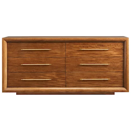 Mid-Century Modern Panorama Dresser with Drop-Front Drawer and Cedar Lined Bottom Drawers