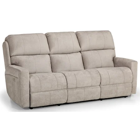 Contemporary Power Reclining Sofa with Power Headrests / Lumbar and USB Ports