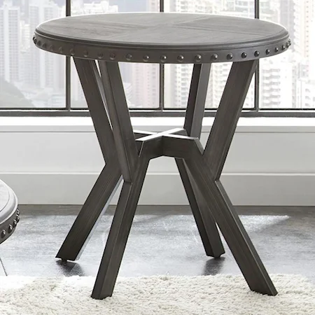 Round End Table with Metal Base