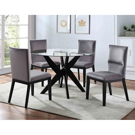 Contemporary 5-Piece Dining Set with Upholstered Chairs