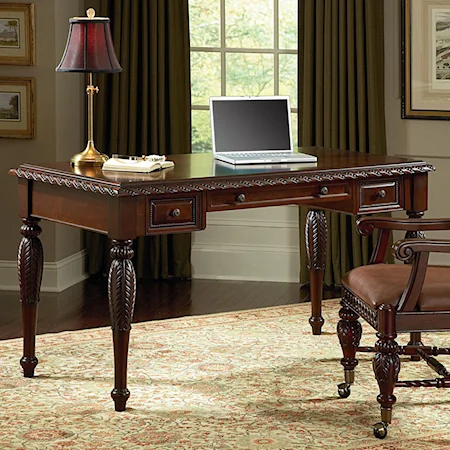 Traditional Rich Brown 3-Drawer Table Desk