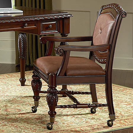 Traditional Office Arm Chair with Casters