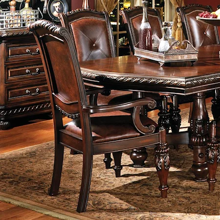 Traditional Upholstered Dining Arm Chair