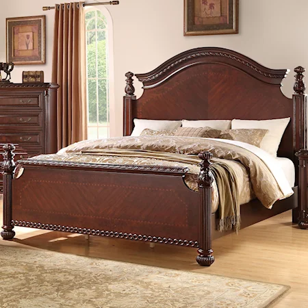 Traditional King Poster Bed with Arched Headboard