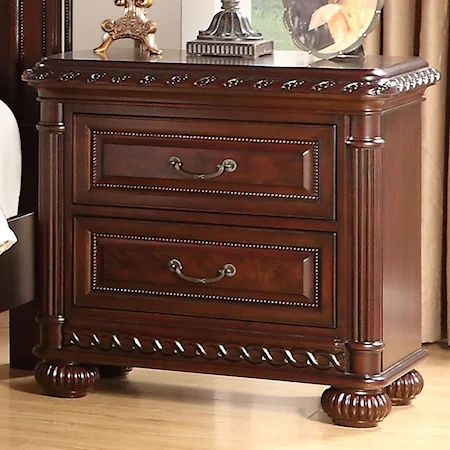 Traditional Nightstand with 2 Drawers