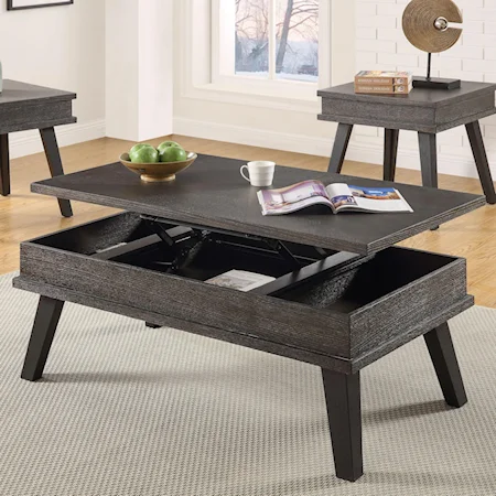 Contemporary Lift Top Cocktail Table with Splayed Legs