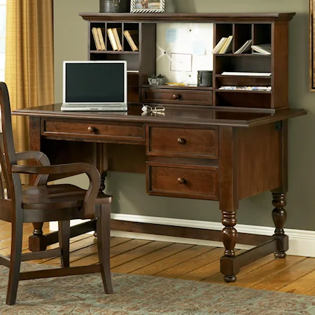Transitional Wood Desk & Hutch Combination