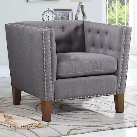 Tufted Accent Chair with Nailheads