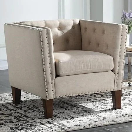 Tufted Accent Chair with Nailheads