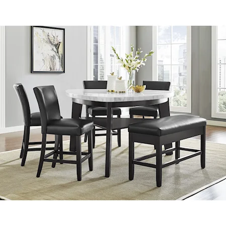 Transitional 7-Piece Counter Height Dining Set with Bench