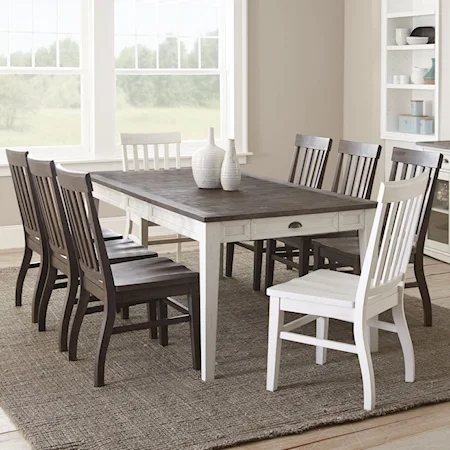9 Piece Two-Tone Table and Chair Set