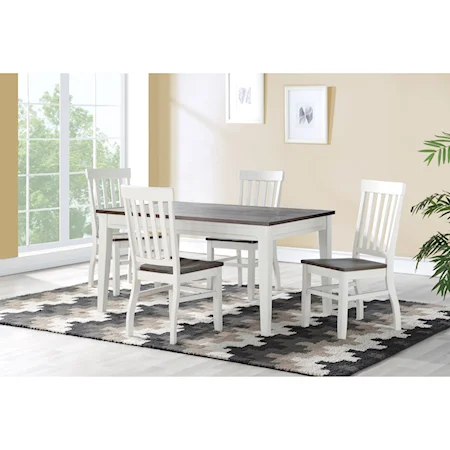 Rustic 5-Piece Dining Set with Plank Wood Table