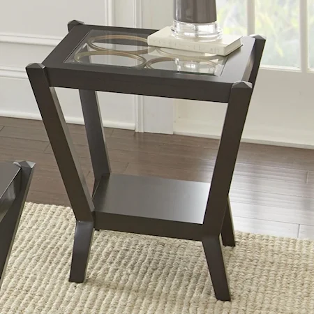 Square End Table with Glass Top