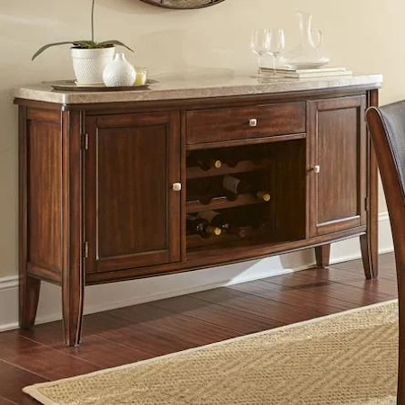 Sideboard with Marble Top and Wine Shelf Storage