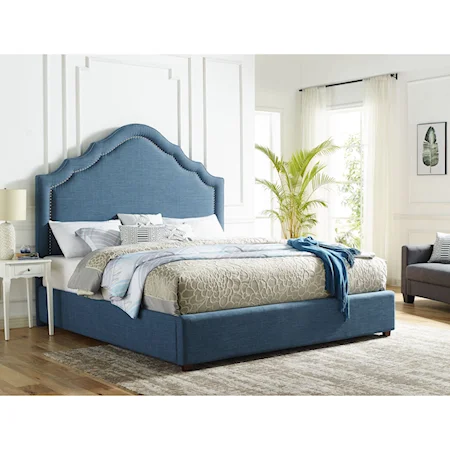 Traditional King Upholstered Bed with Nailhead Trim