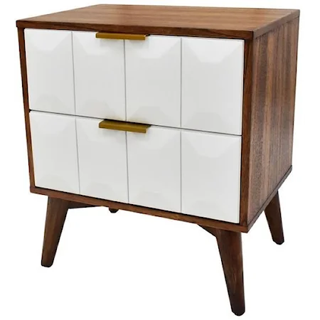 Mid-Century Modern Nightstand with 2 Drawers