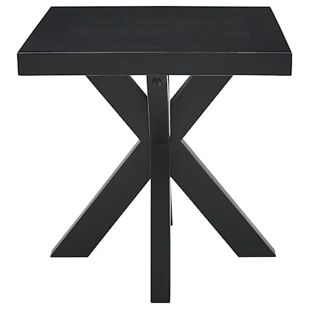Transitional End Table with Timber-Beam Pedestal Base