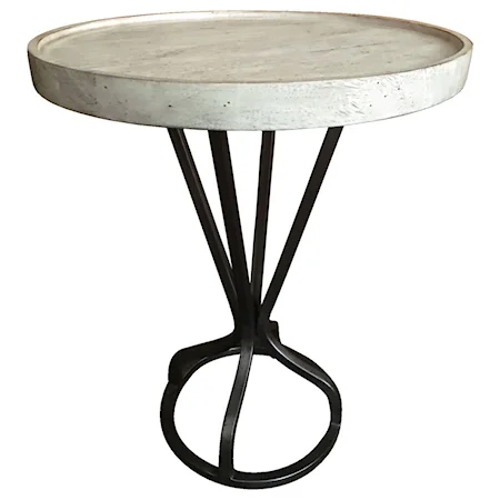 Accent Table Brown with Solid Acacia Wood Top and Distressed Metal Base