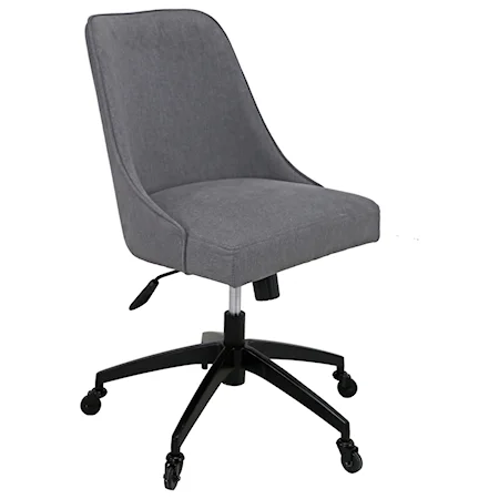 Swivel Upholstered Desk Chair in Gray Fabric