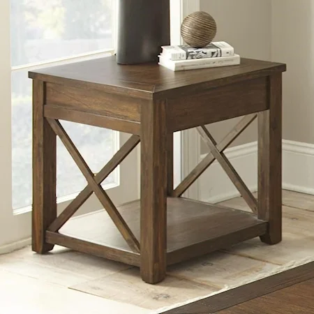 Farmhouse Square End Table with X Side Panels