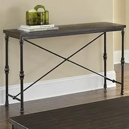 Transitional Sofa Table with Metal Base