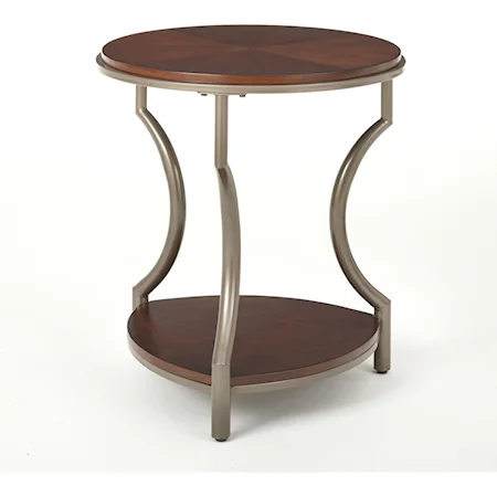 Round End Table with Shelf