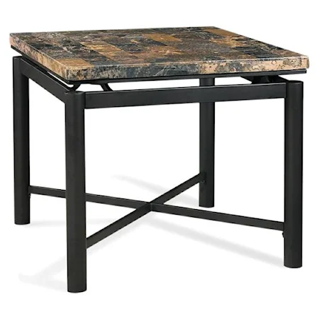 End Table, Metal End Table with Marble top