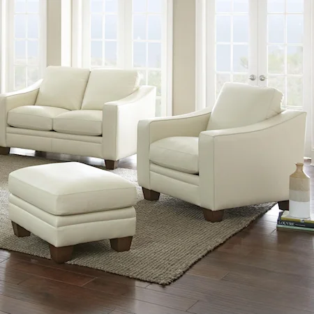 Transitional Leather Chair and Ottoman