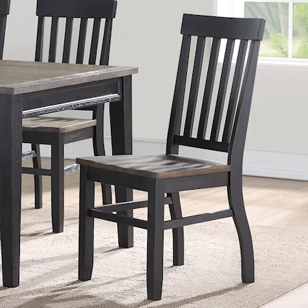 Casual Two Tone Slat Back Side Chair