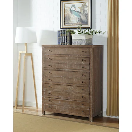 Transitional 5-Drawer Chest with Apothecary-style Drawers