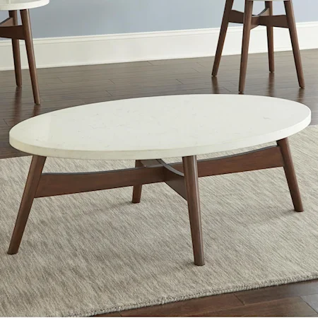 Silverstone&reg; Oval Cocktail Table with Solid Wood Base