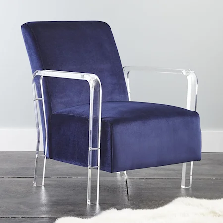 Contemporary Accent Chair with Acrylic Arms